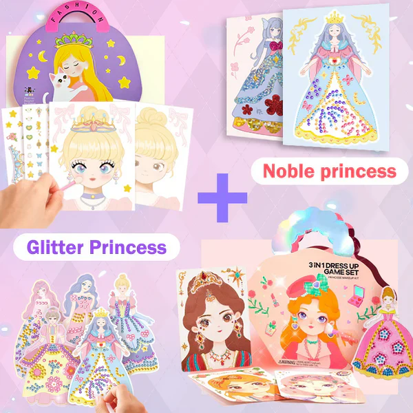 🔥Soldes exceptionnels 50 % de réduction💝Ensemble de jeu 3 en 1 pour habiller et maquiller une princesse💅