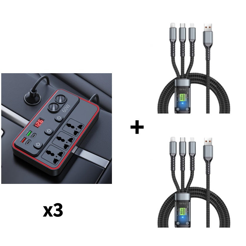 🚗🔌 Chargeur Voiture Multifonction | Prises Secteur + Ports USB Charge Rapide ⚡