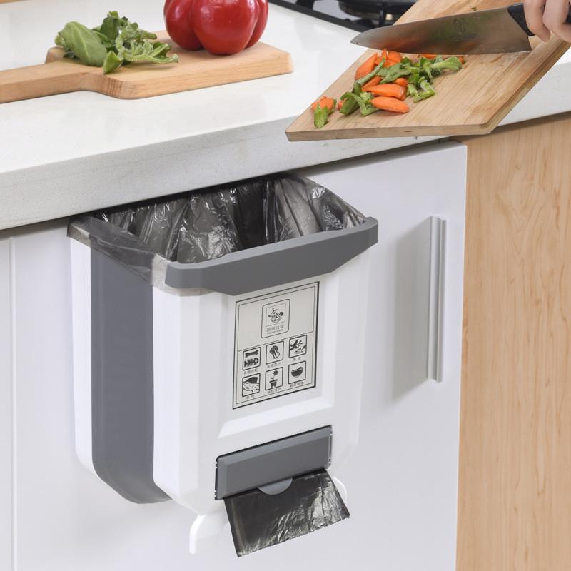 🚀😍Obtenez 5 rouleaux de sacs poubelle gratuitement🗑️Poubelle pliable pour armoires de cuisine✨