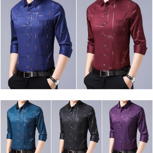 Chemise à manches longues anti-repassage de haute qualité pour hommes