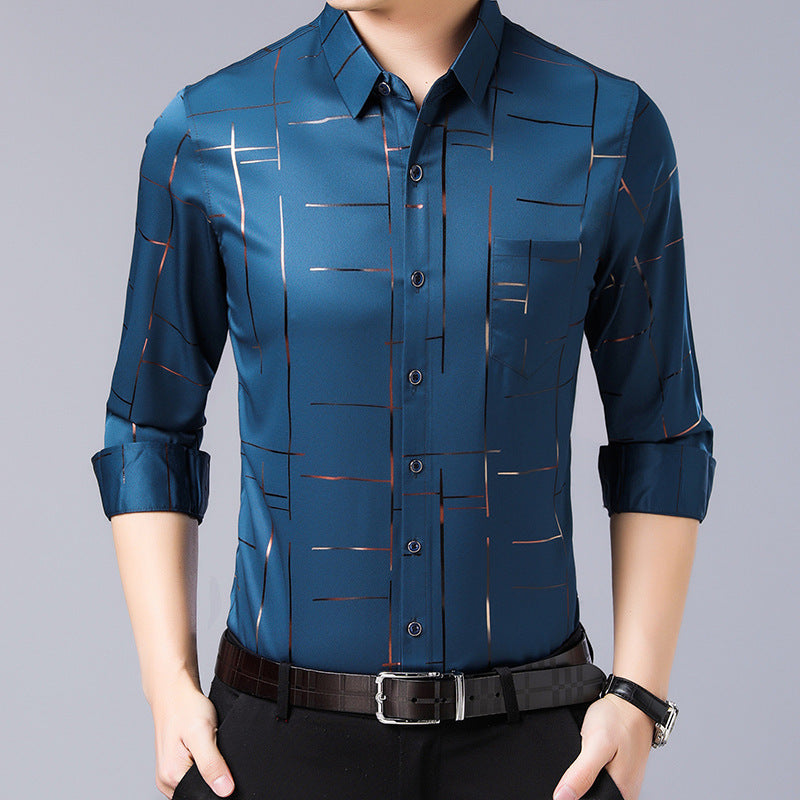 Chemise à manches longues anti-repassage de haute qualité pour hommes