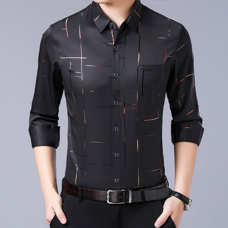 Chemise à manches longues anti-repassage de haute qualité pour hommes