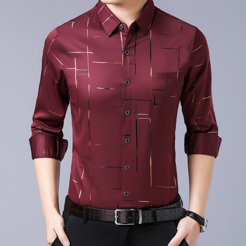 Chemise à manches longues anti-repassage de haute qualité pour hommes