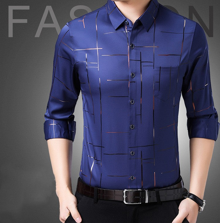 Chemise à manches longues anti-repassage de haute qualité pour hommes