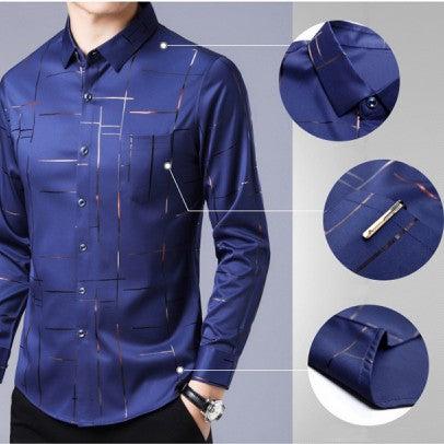 Chemise à manches longues anti-repassage de haute qualité pour hommes
