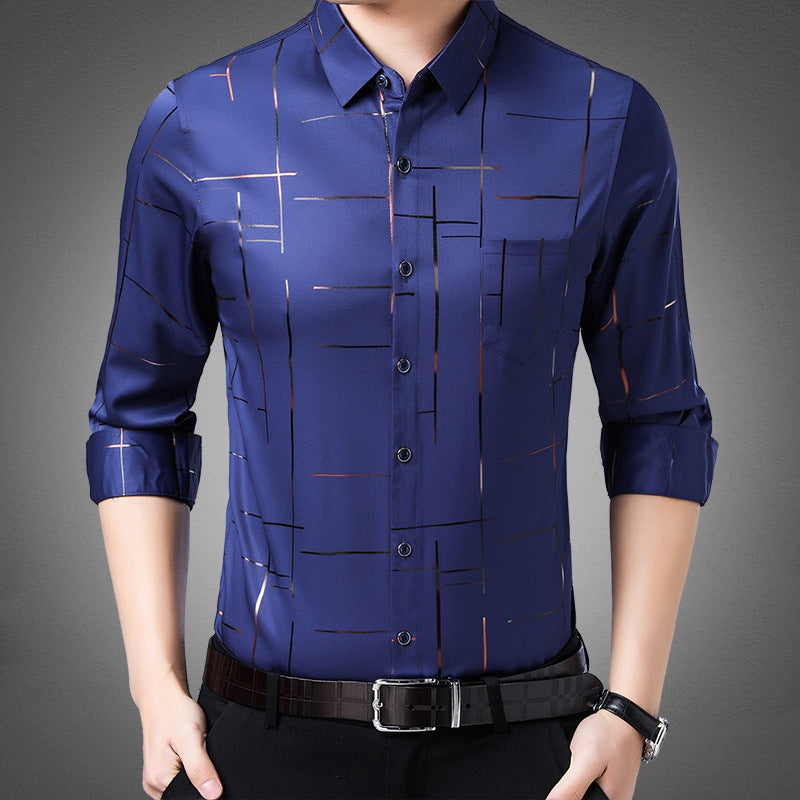 Chemise à manches longues anti-repassage de haute qualité pour hommes