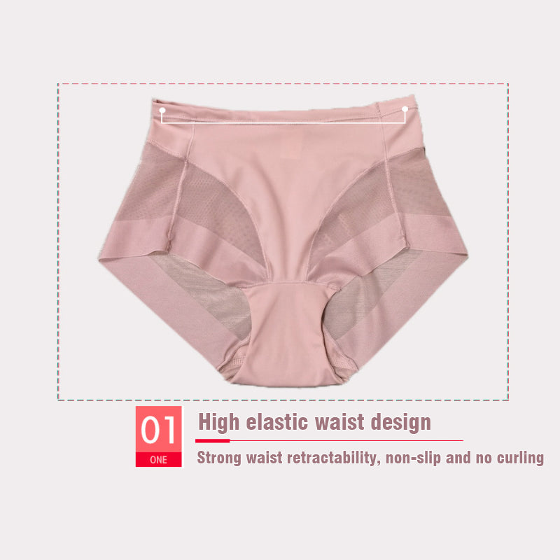 🎁(4 pièces) Achetez-en 1 et obtenez-en 3 gratuitement ⏳Slip moulant taille haute en soie glacée sans couture