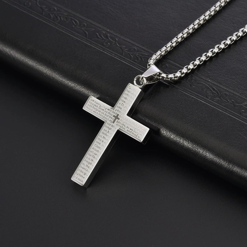 💖Dernier jour 50% de réduction - ✝️Collier croix de Scibble avec prière du Seigneur