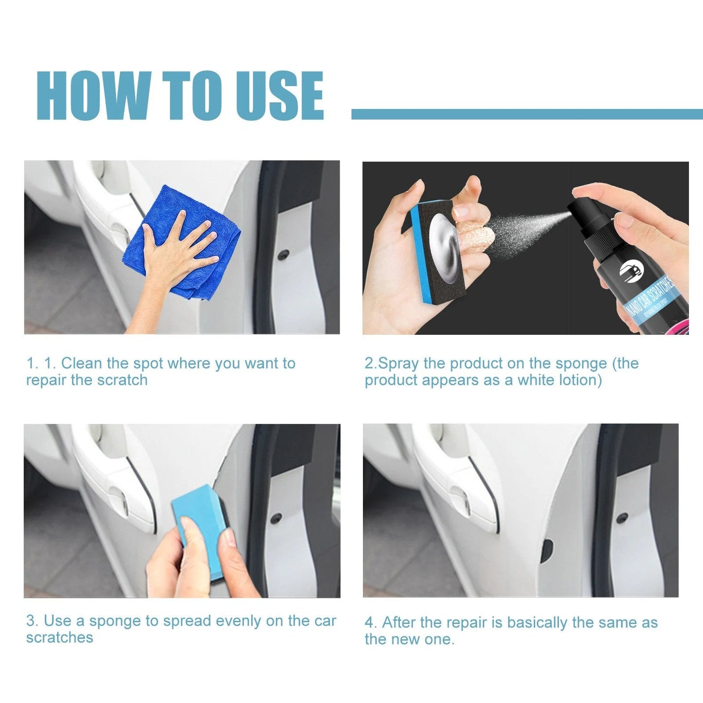 PxcxuCar Scratch Repair Spray(🚙 Adapté à toutes les couleurs de peinture de voiture)
