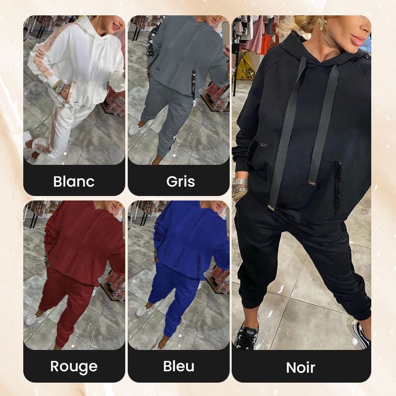 🌷Temps limité 50% DE RÉDUCTION💞Ensemble 2 pièces de hauts à capuche avec cordon de serrage pour femmes & pantalons