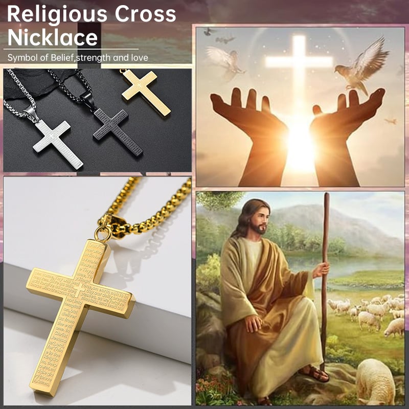 💖Dernier jour 50% de réduction - ✝️Collier croix de Scibble avec prière du Seigneur
