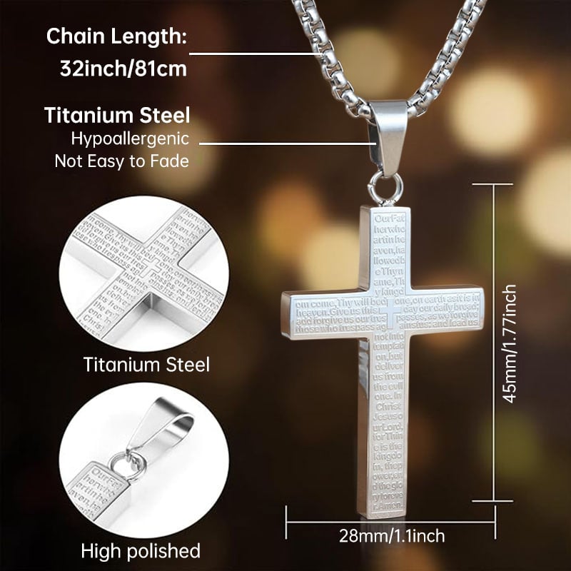 💖Dernier jour 50% de réduction - ✝️Collier croix de Scibble avec prière du Seigneur