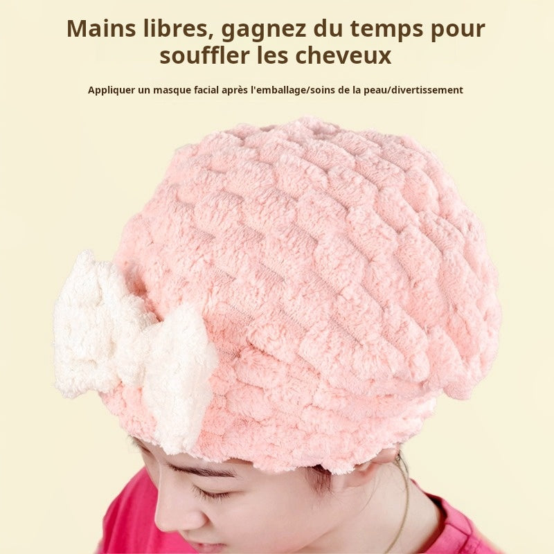 Bonnet de bain sèche-cheveux en polarisé rapide - Nouveau style princesse à nœud