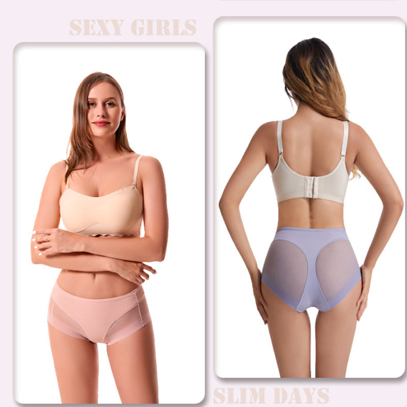 🎁(4 pièces) Achetez-en 1 et obtenez-en 3 gratuitement ⏳Slip moulant taille haute en soie glacée sans couture