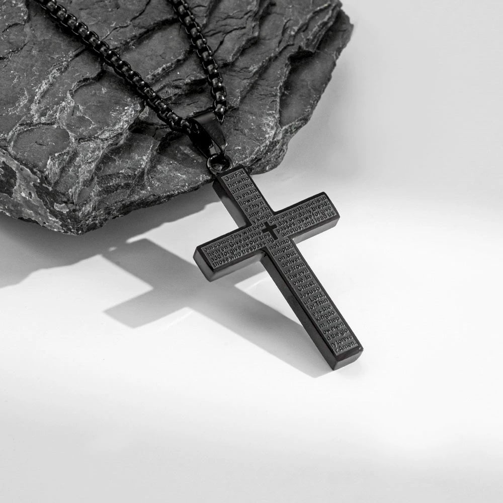 💖Dernier jour 50% de réduction - ✝️Collier croix de Scibble avec prière du Seigneur
