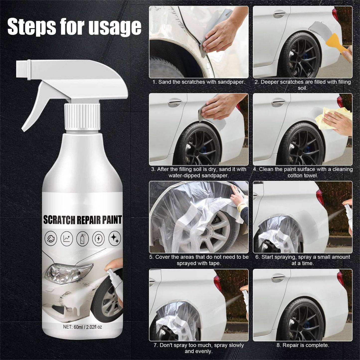 Dissolvant de rayures pour voiture pour réparer les défauts de surface