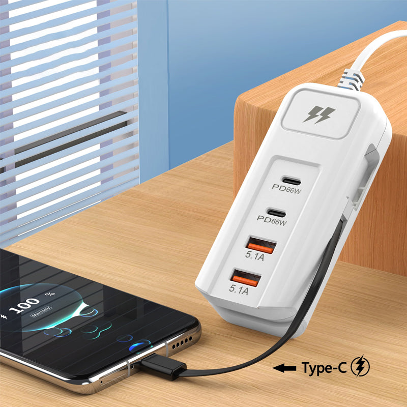 Prise multifonctionnelle à chargement rapide - 2PD + 2USB