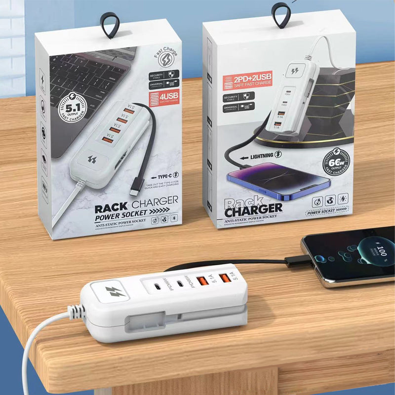 Prise multifonctionnelle à chargement rapide - 2PD + 2USB