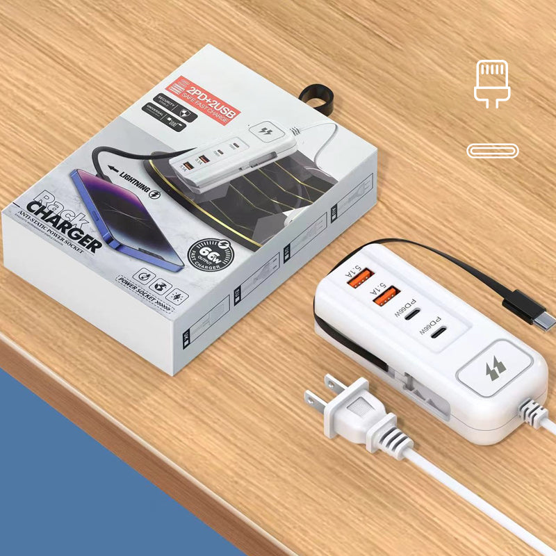 Prise multifonctionnelle à chargement rapide - 2PD + 2USB