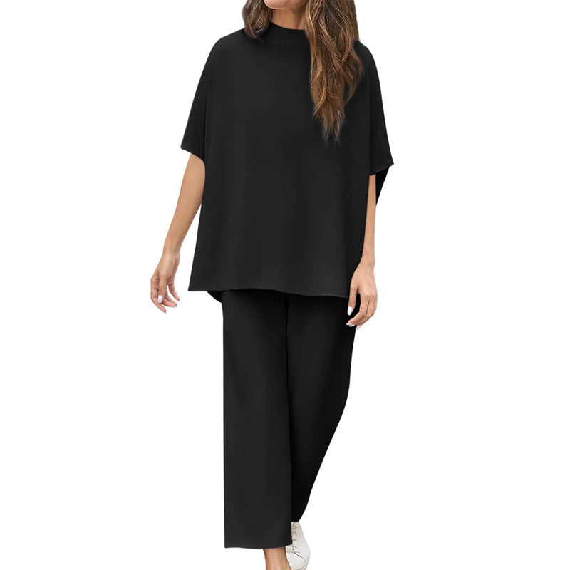 Ensemble pantalon large à manches 3/4 Capelet pour femmes
