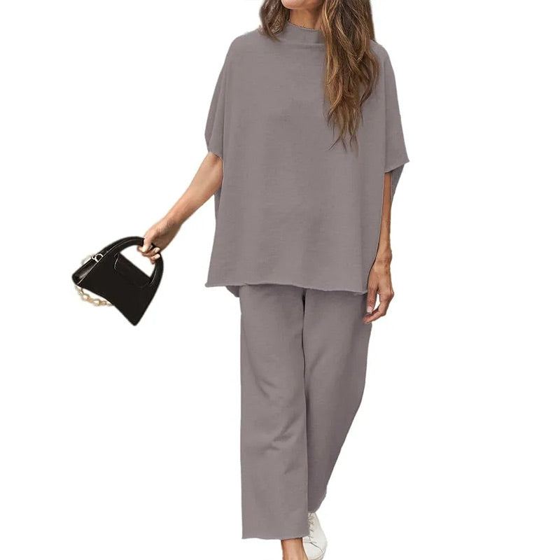 Ensemble pantalon large à manches 3/4 Capelet pour femmes