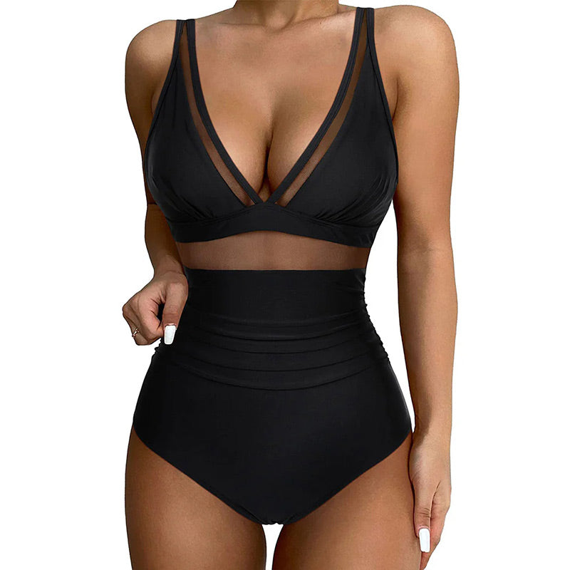 💥 49 % de réduction👙 Maillot de bain une pièce froncé en maille contrastée pour femme🏝️