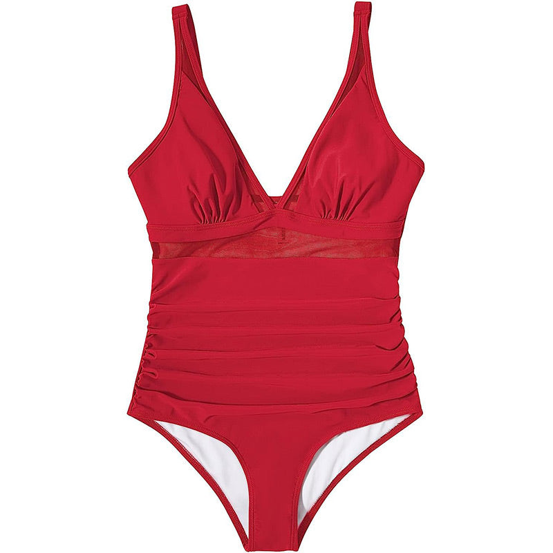 💥 49 % de réduction👙 Maillot de bain une pièce froncé en maille contrastée pour femme🏝️