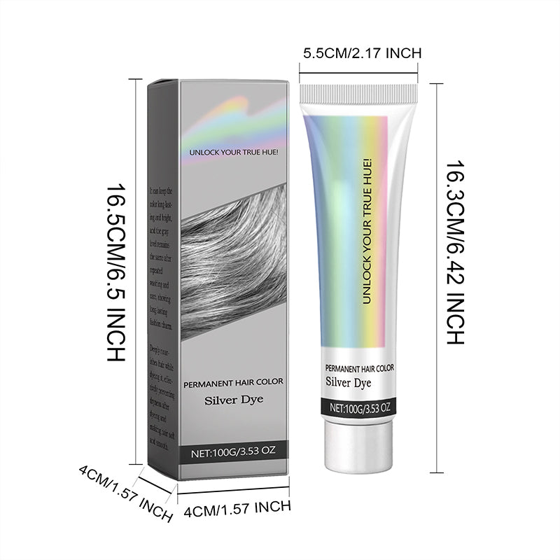 Teinture pour cheveux argentée 2 en 1 à l'extrait d'essence naturelle