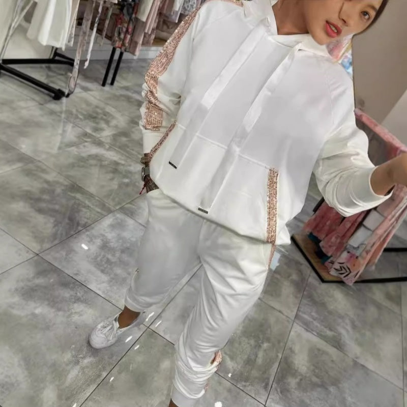 🌷Temps limité 50% DE RÉDUCTION💞Ensemble 2 pièces de hauts à capuche avec cordon de serrage pour femmes & pantalons