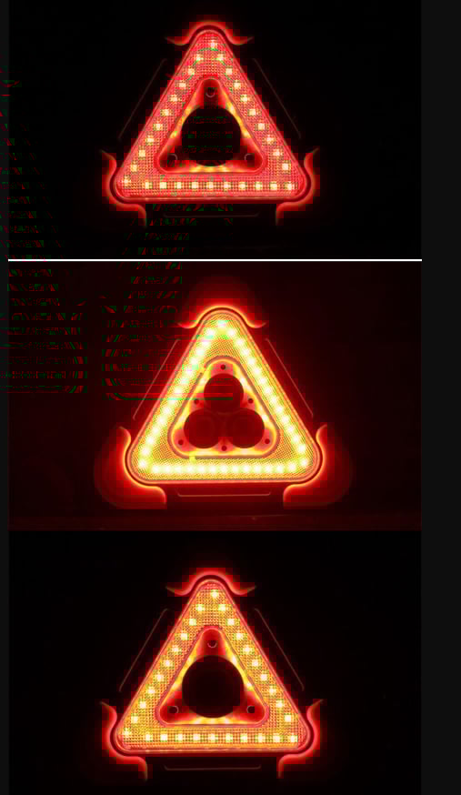 2-EN-1 Lampe de Signalisation d'Urgence Solaire Triangulaire pour le Bord de Route