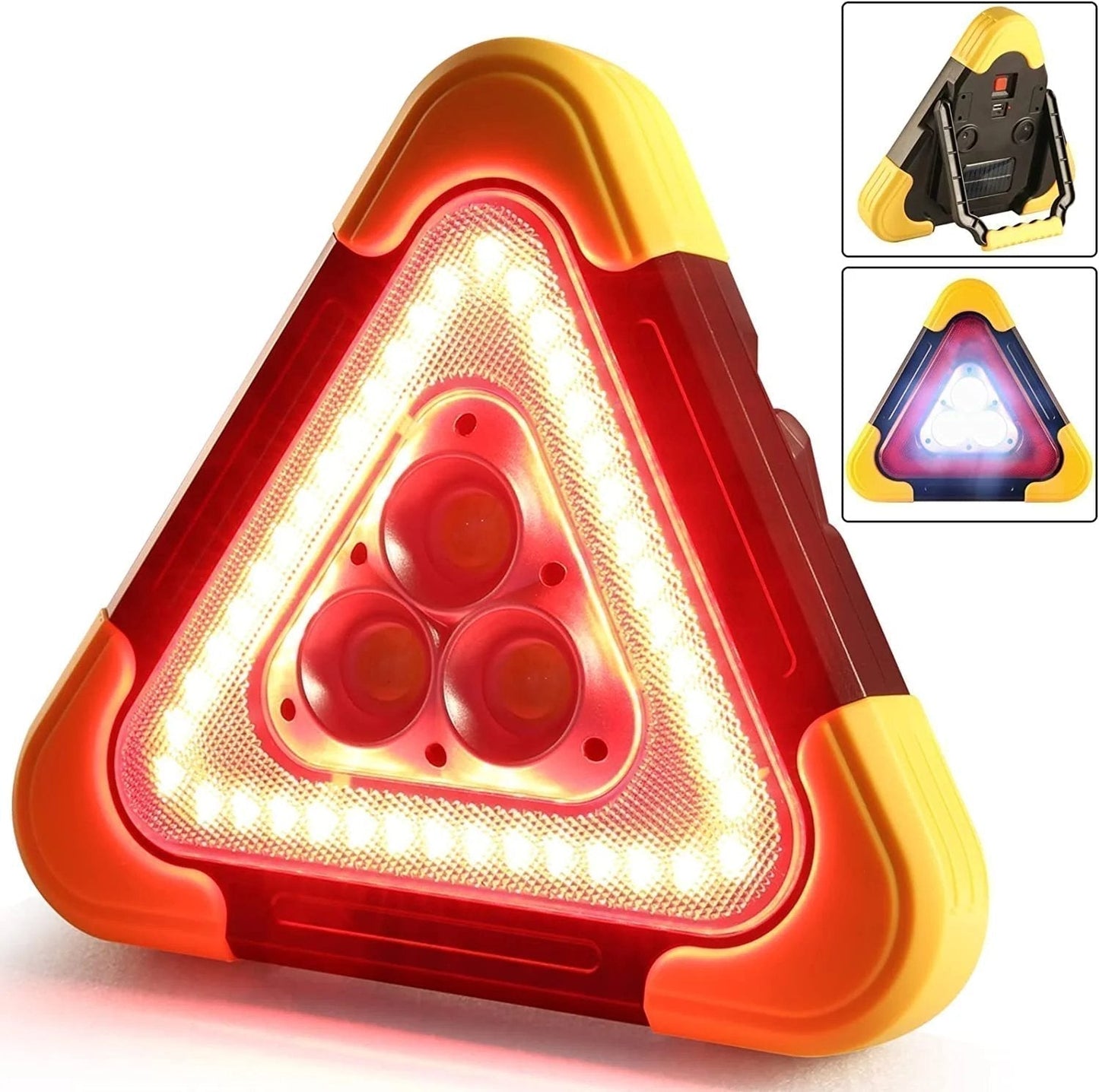 2-EN-1 Lampe de Signalisation d'Urgence Solaire Triangulaire pour le Bord de Route