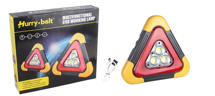 2-EN-1 Lampe de Signalisation d'Urgence Solaire Triangulaire pour le Bord de Route