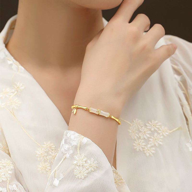 ✨ Bracelet en bambou pour femme avec chaîne élégant ✨