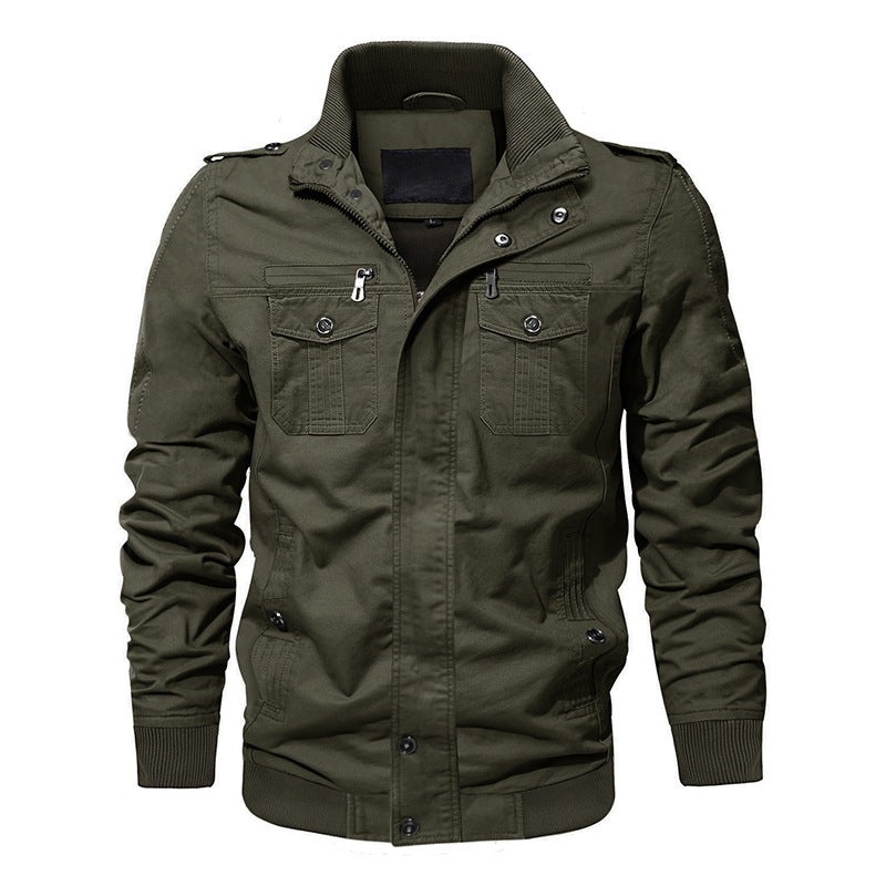 Veste Zipper Militaire Homme - Col Stand 👔⚡️ | Style Robust 🛡️🔥