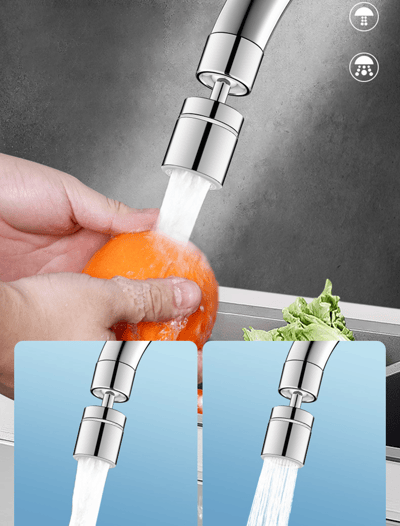 đAĂ©rateur d'Ă©vier de cuisine pivotant Ă 360° - TĂȘte de robinet Ă double fonction et pulvĂ©risateur Ă 2 fluxđŠđż
