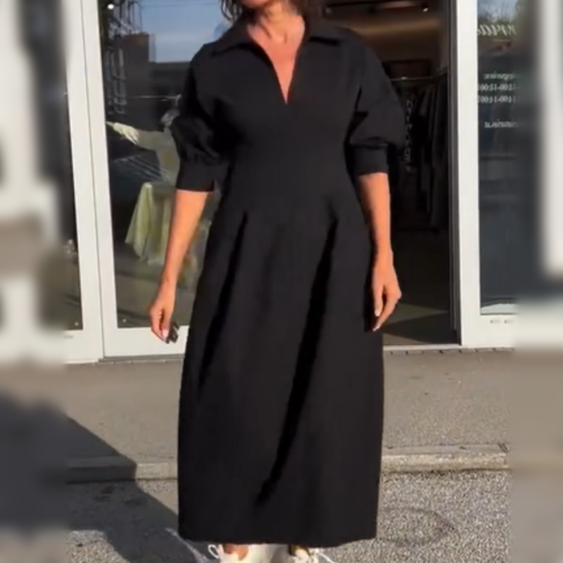 đRemise de printemps 50%đ„Robe midi Ă col en V pour femme avec col