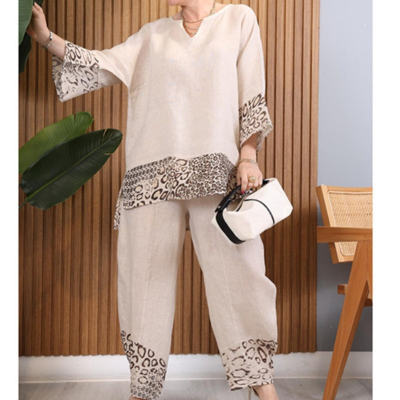 🌸NEW HOT SALE✈️✈️Free shipping🌈 Women's Color Block Casual Loose Two-Piece Set - Effortless Style & Comfort ! ✨👚👖