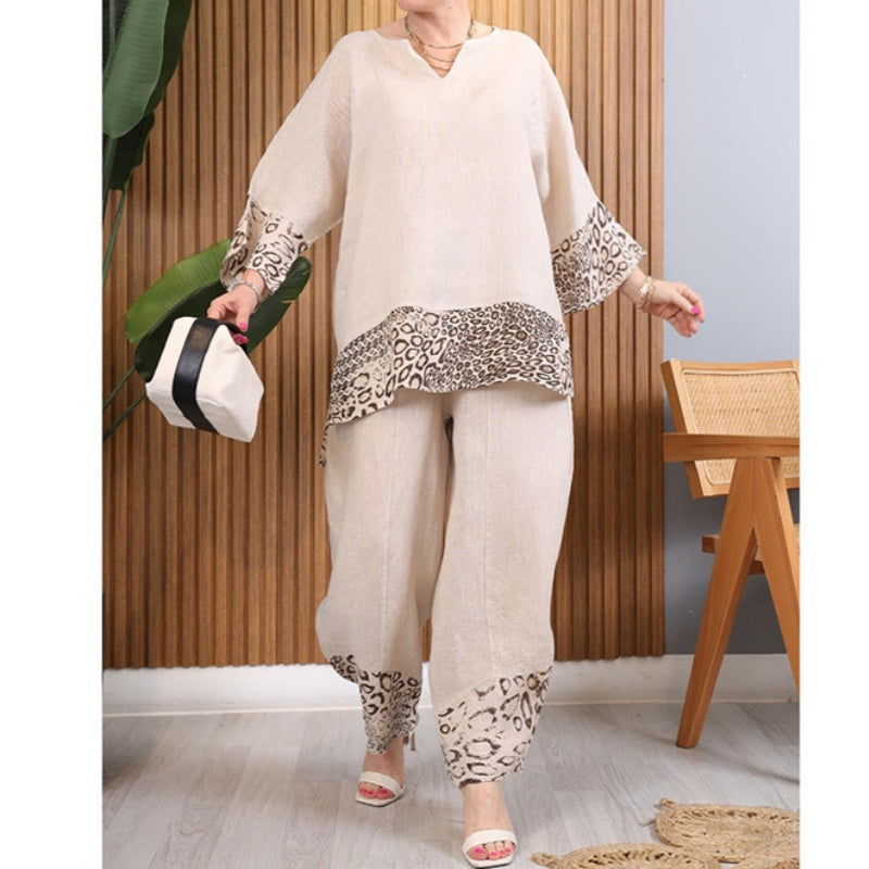 🌸NEW HOT SALE✈️✈️Free shipping🌈 Women's Color Block Casual Loose Two-Piece Set - Effortless Style & Comfort ! ✨👚👖