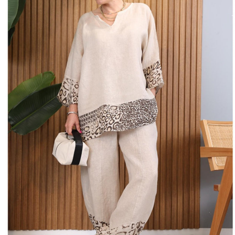 🌸NEW HOT SALE✈️✈️Free shipping🌈 Women's Color Block Casual Loose Two-Piece Set - Effortless Style & Comfort ! ✨👚👖
