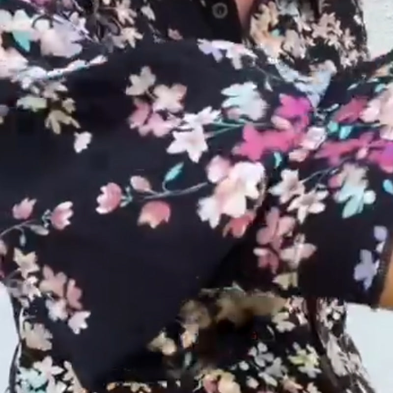 Black Floral Long Sleeve Shirt