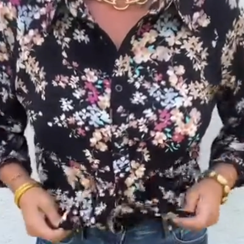Black Floral Long Sleeve Shirt