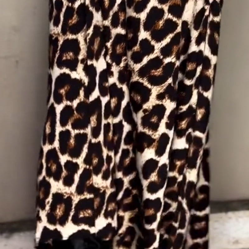Robe décontractée à col en V pour femmes avec bretelles imprimées et creuses