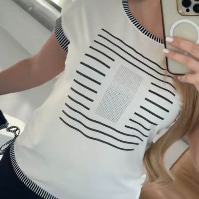 Top patchwork rayé pour femmes