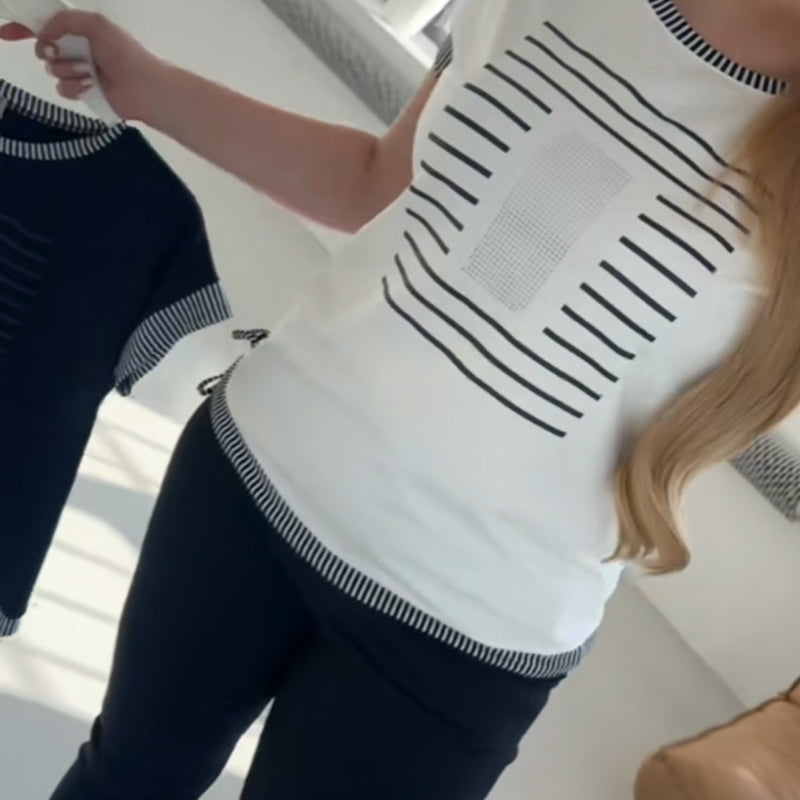 Top patchwork rayé pour femmes