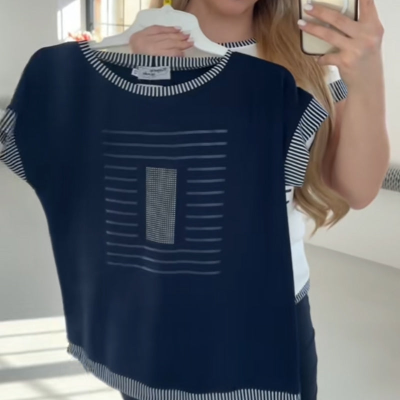 Top patchwork rayé pour femmes