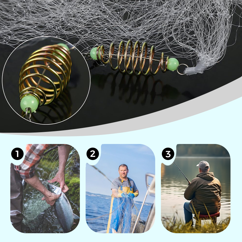Fishing Gill Net with Spring Bait Trap