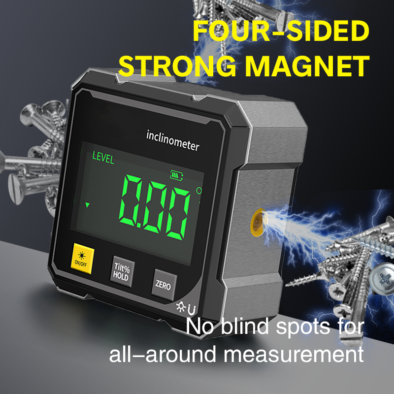 Jauge d'angle numérique magnétique à 4 côtés avec laser
