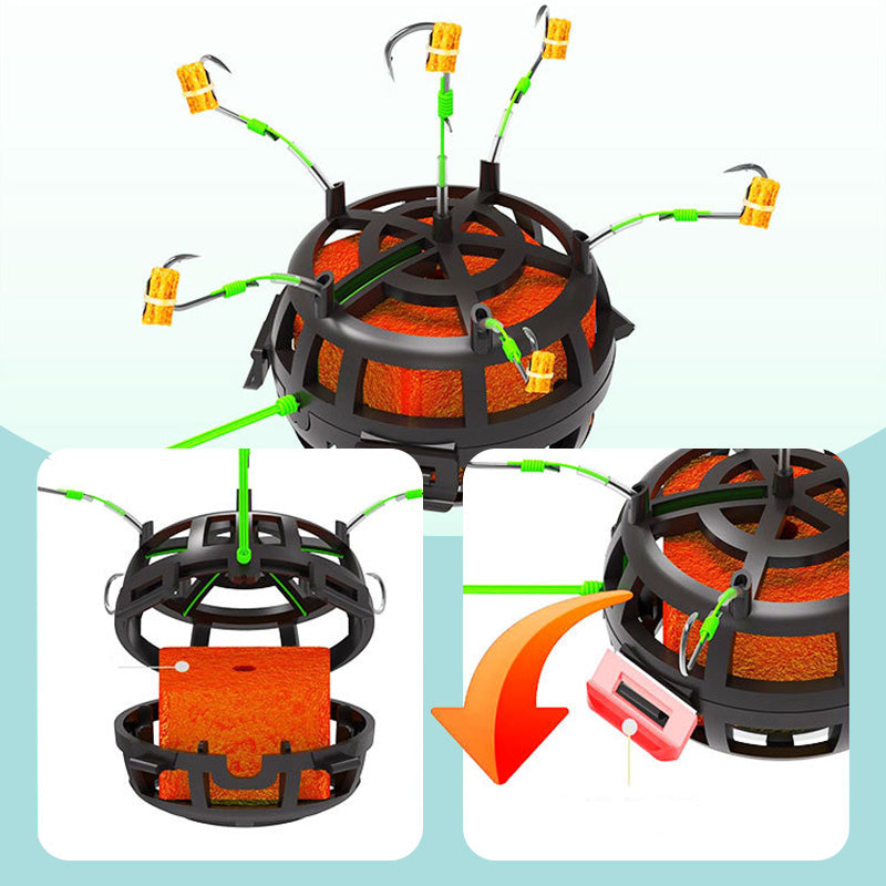 Hameçon de pêche avec cage flottante à 360° pour appât