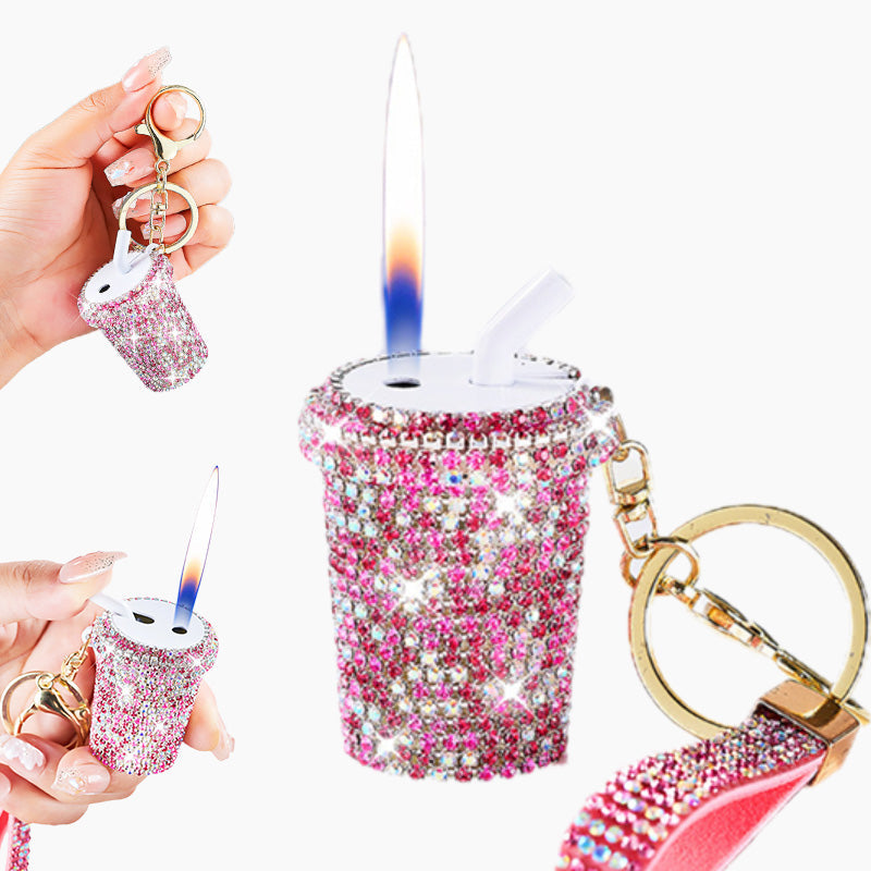 Porte-clés lait avec strass étincelant