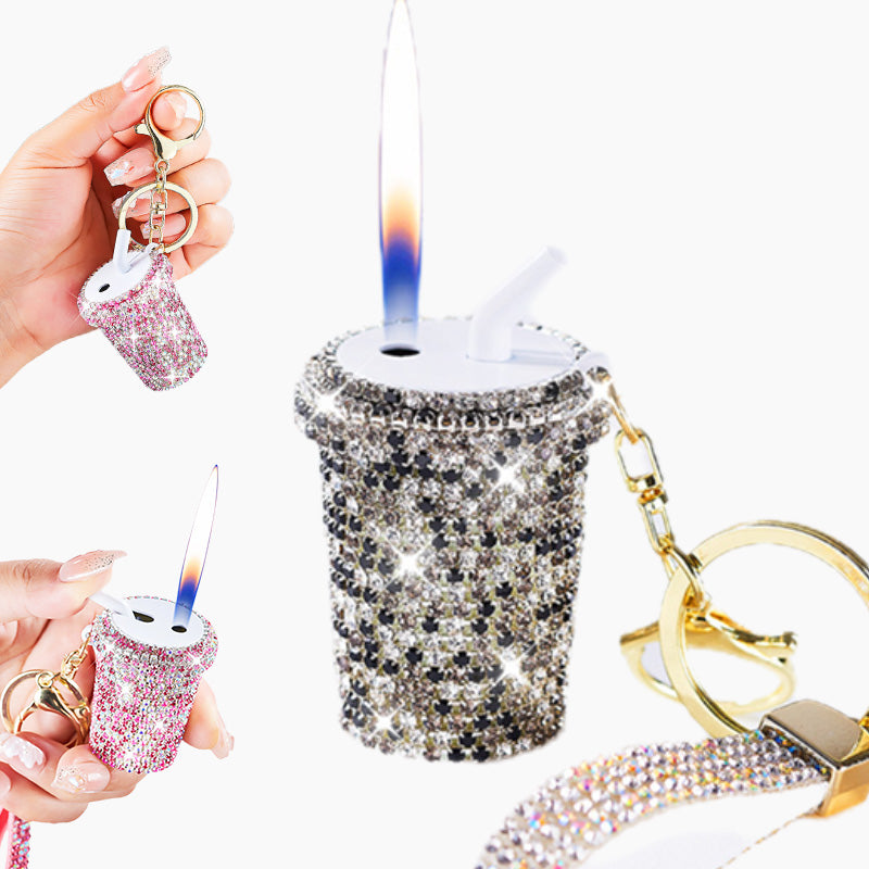 Porte-clés lait avec strass étincelant